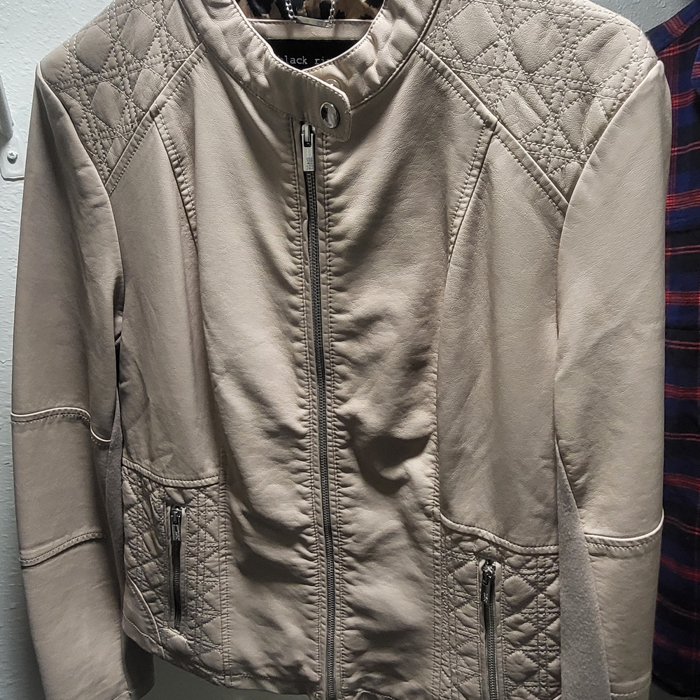 Beige Quilted Moto Jacket - Women